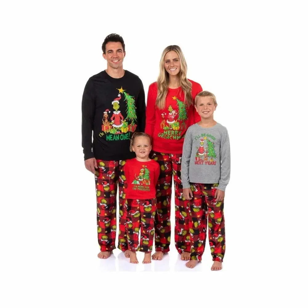 NEW! Size S Dr. Seuss The Grinch Pajamas Buffalo Plaid Matching Family Sleepwear